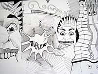 indian ink sketch on paper entitled 'Luna Thrills'